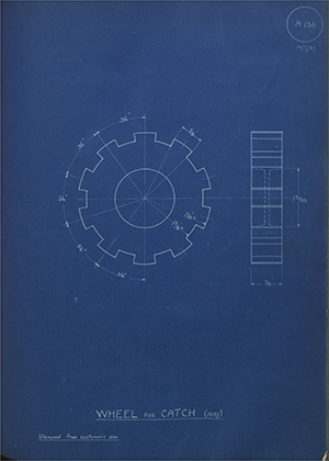 Youngs (Lifting Appliances) LTD  Wheel for Catch (A137) WH Tildesley Forging Technical Drawing