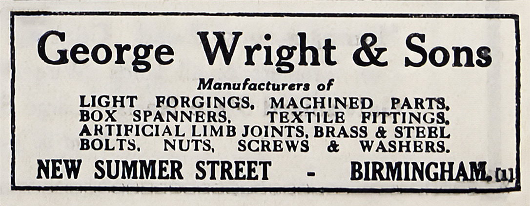 George Wright & Sons advert