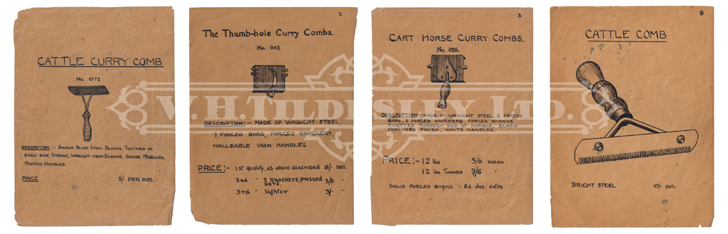 wh tildesley horse grooming equipment – curry combs tail comb, sweat scrapers