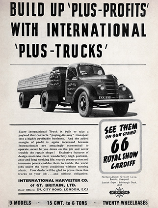 International Harvester Co of Great Britain advert