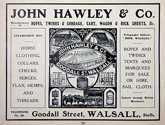 John Hawley & Co Walsall advert