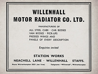 Willenhall Motor Radiator Co Ltd advert